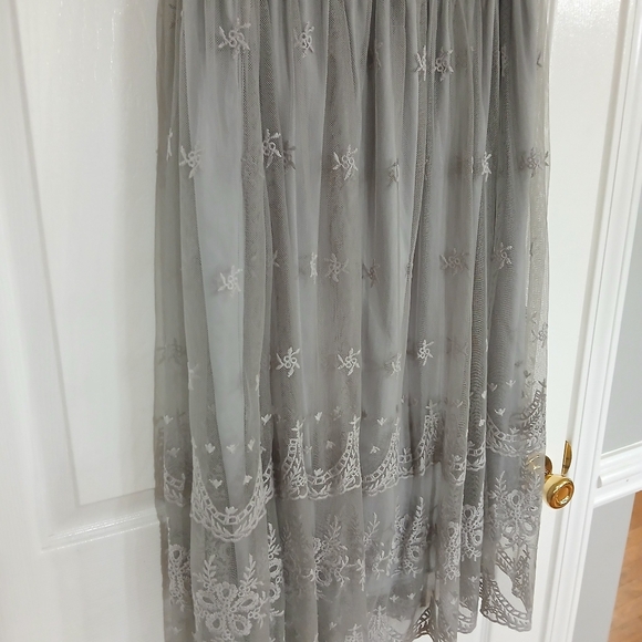 Indigo Soul Gray Lace Overlay Boho Elastic Waist Midi Skirt Womens Size 2X - Picture 6 of 7